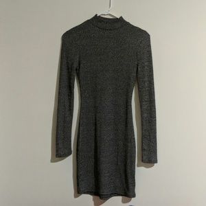 Gray ribbed mini dress